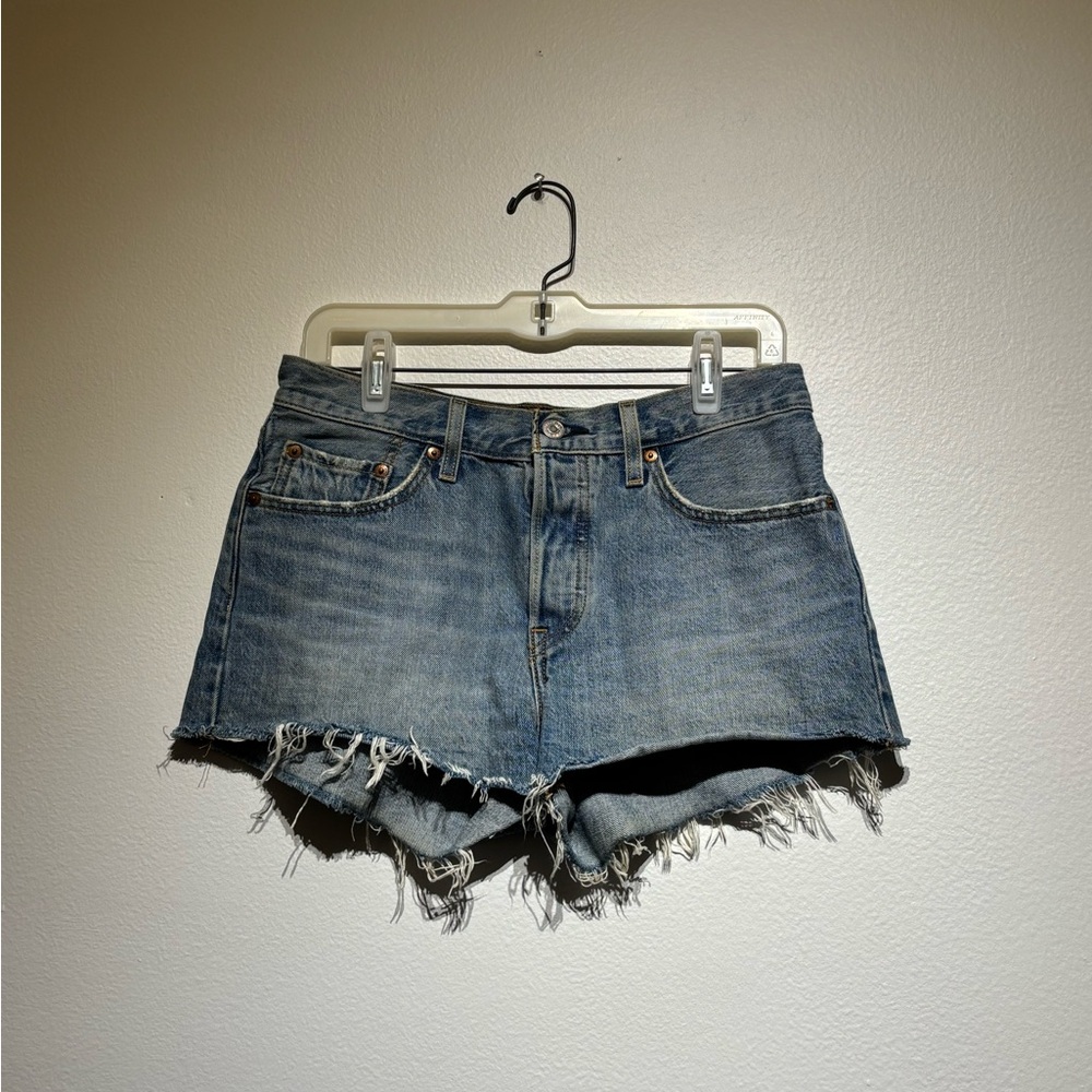 Levi's Blue Distressed Jean Shorts